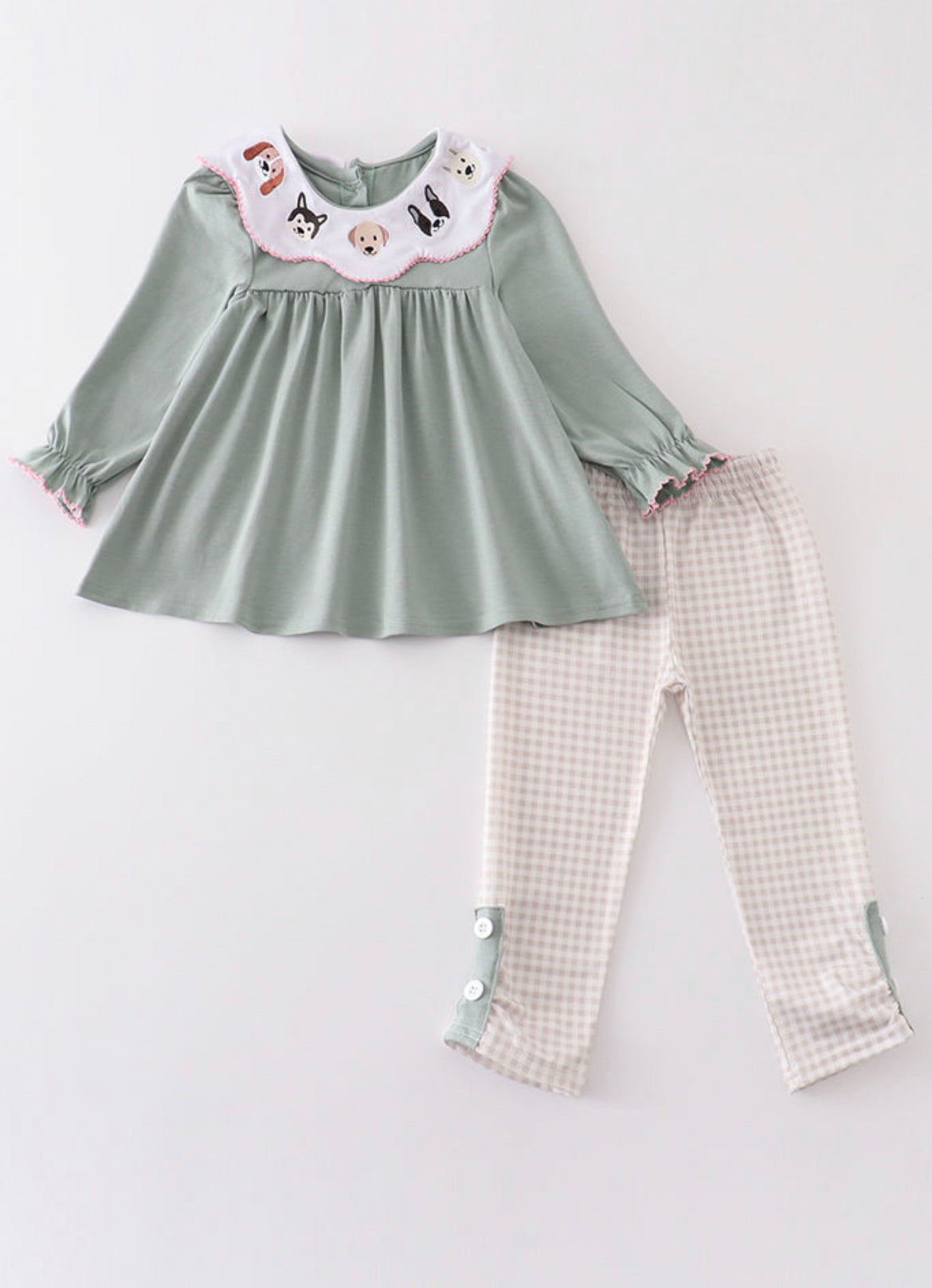 Pup Embroidered Pant Set