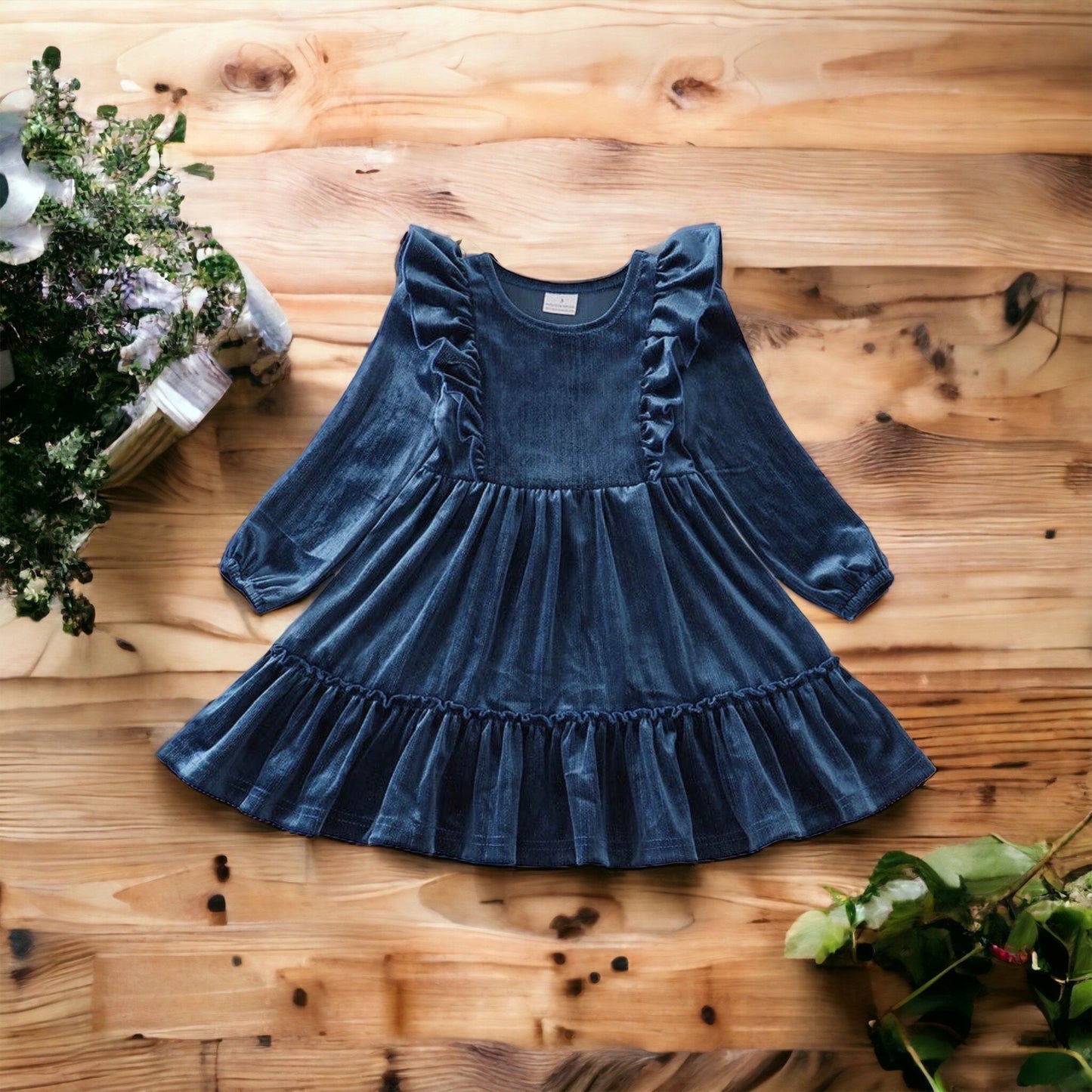 Velvet Swing Dress - Navy