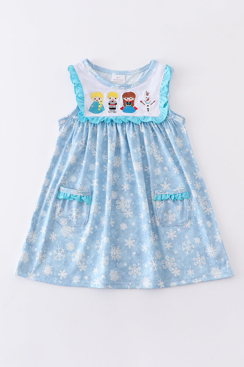 Frozen Embroidered Pocket Dress