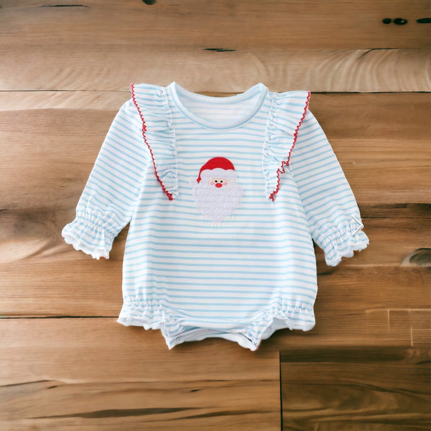 Blue Stripe Santa Ruffle