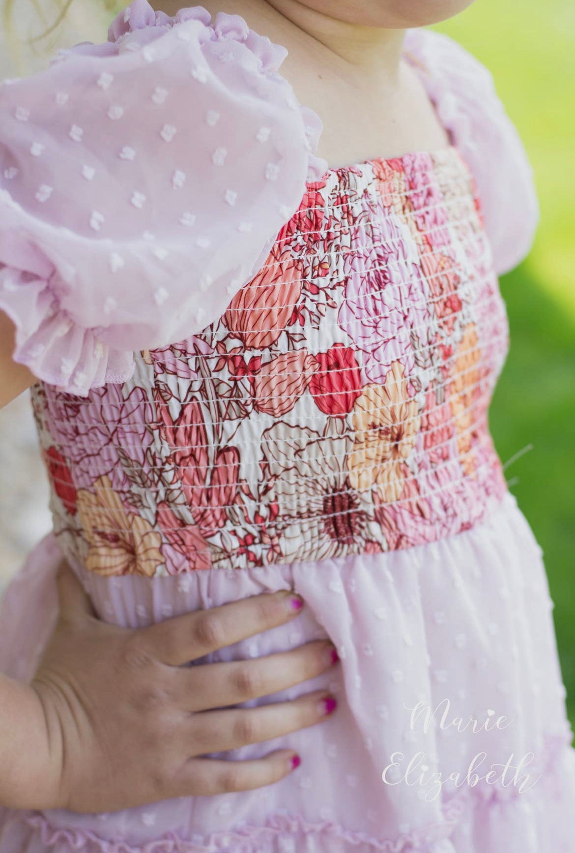 Smocked Floral Dot Dress