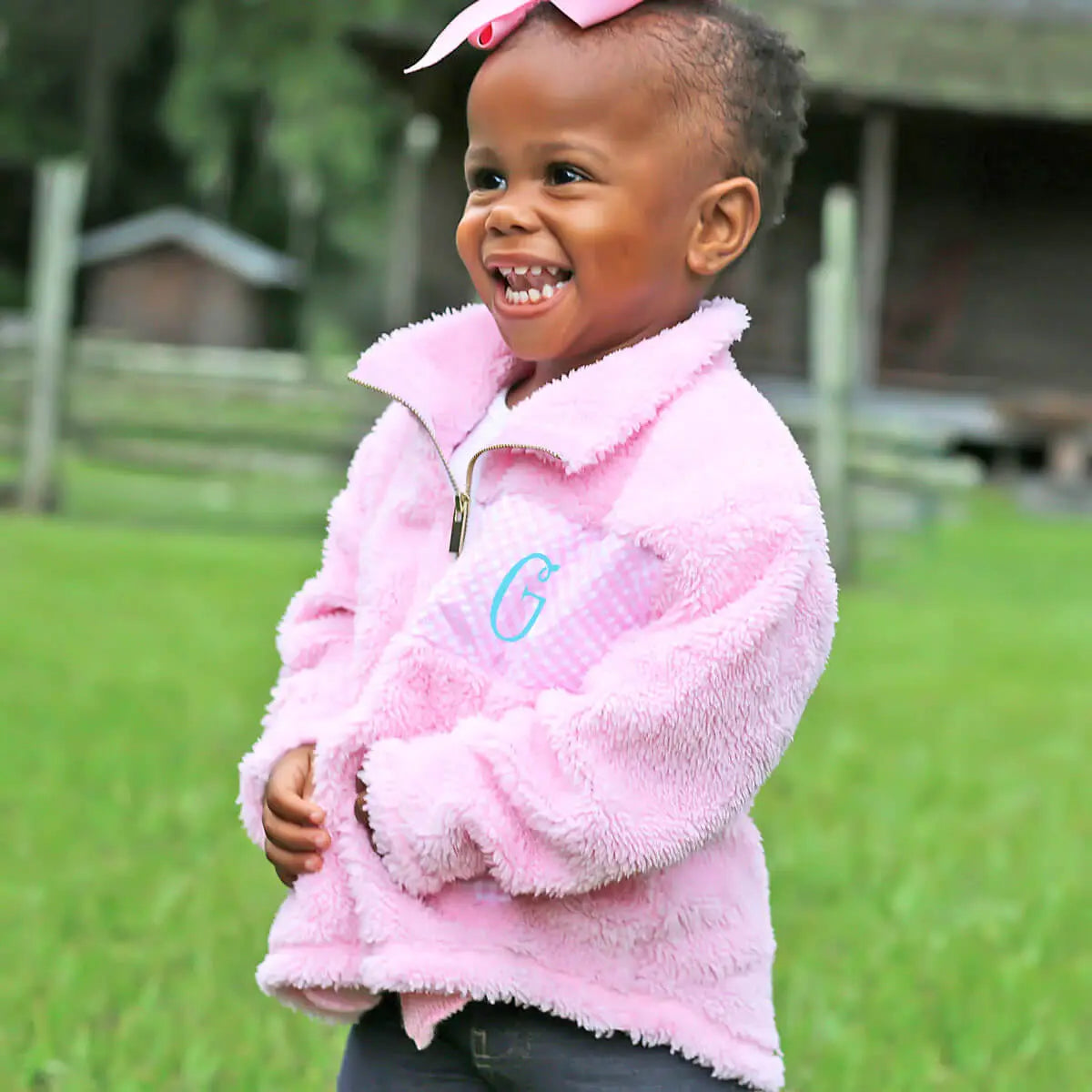 Sherpa Quarter Zip Fleece Jacket - Baby Pink