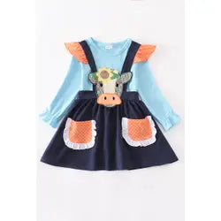 Cow Applique Suspender Dress