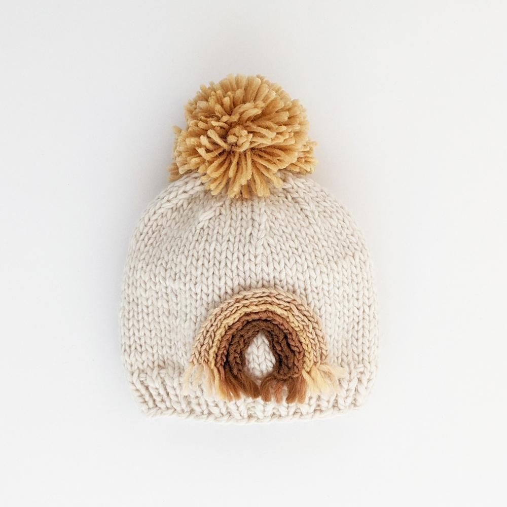 Rainbow Knit Beanie Hat