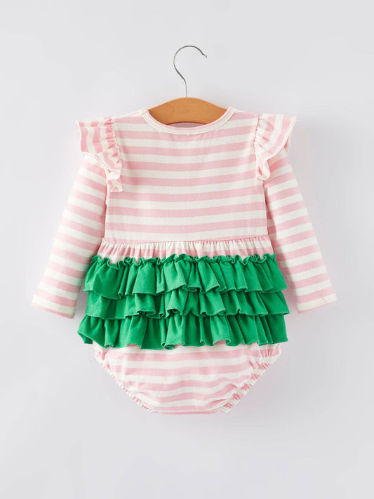 Christmas Tree Smocking Embroidered Girls Romper