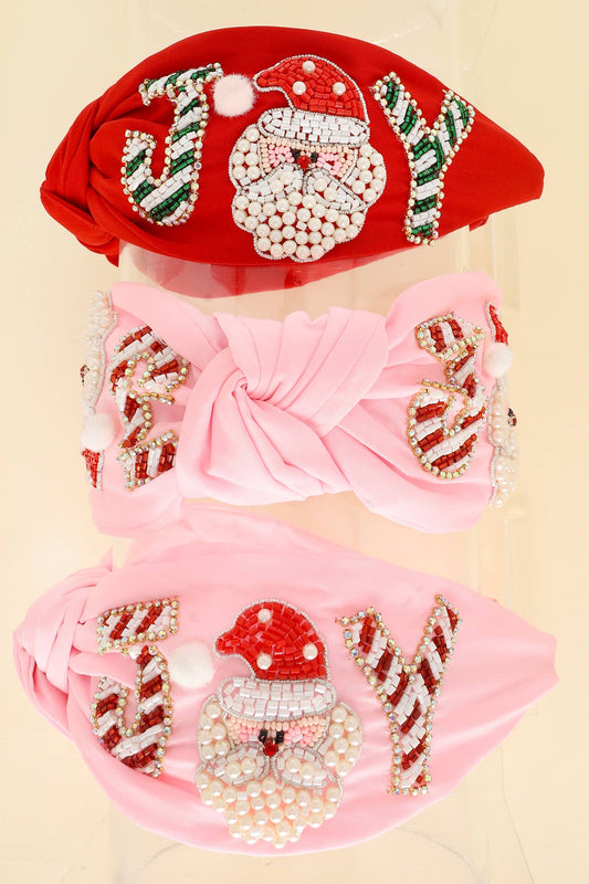 Christmas Joy Jeweled Top Knotted Headband