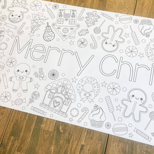 Gingerbread Coloring Table Runner| Christmas Activity