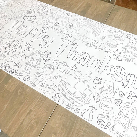 Thanksgiving Coloring Table Runner|  Happy Thanksgiving