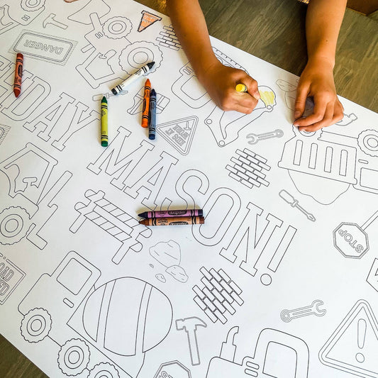 Construction  Coloring Table Runner| Happy Birthday