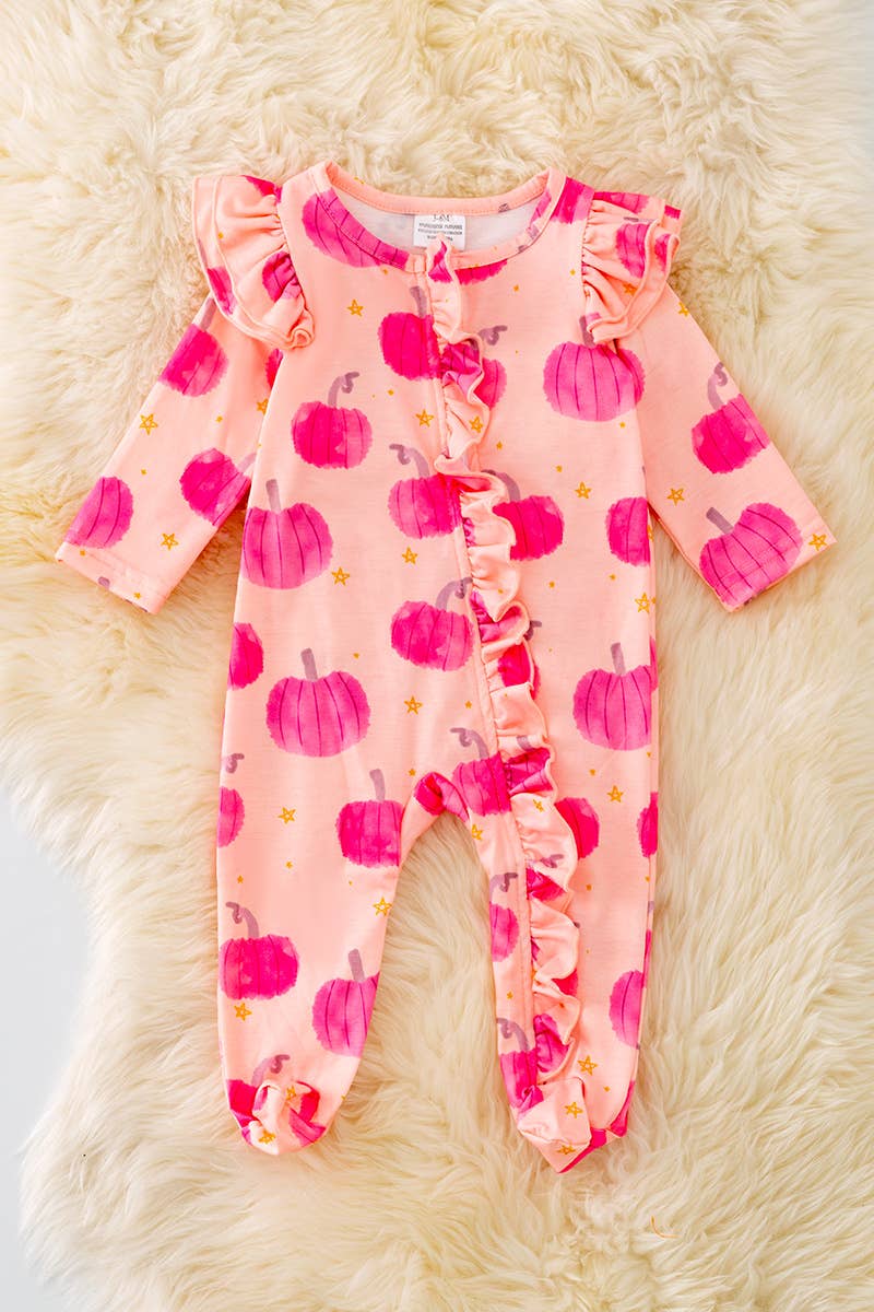 Pumpkin Ruffle Zipper Onesie