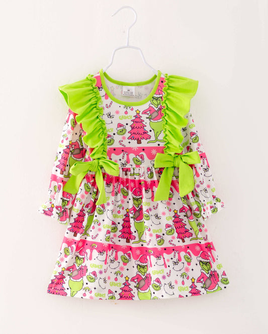 Christmas Grinch Ruffle Dress