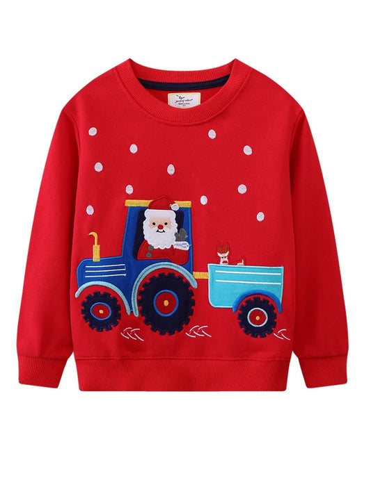 Holiday Sweatshirt Top - Santa/Tractor