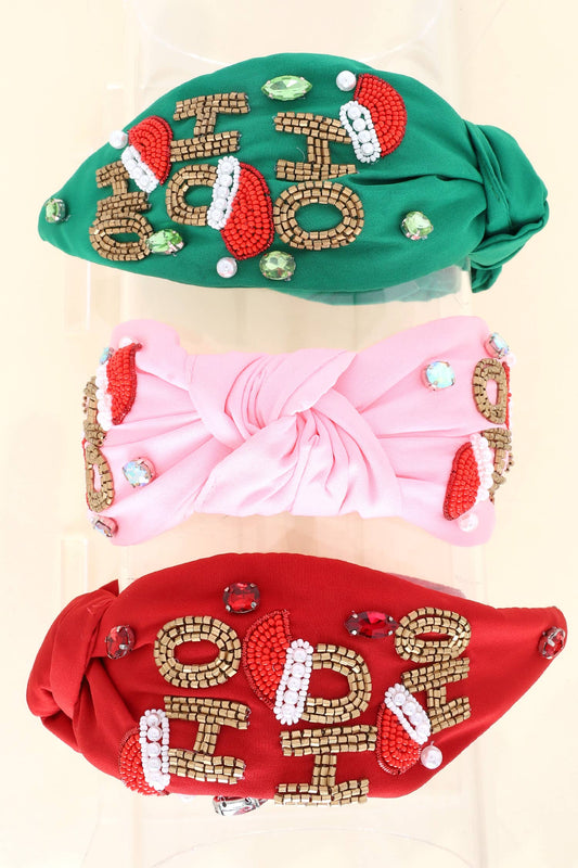 Jeweled HO HO HO Knotted Headband