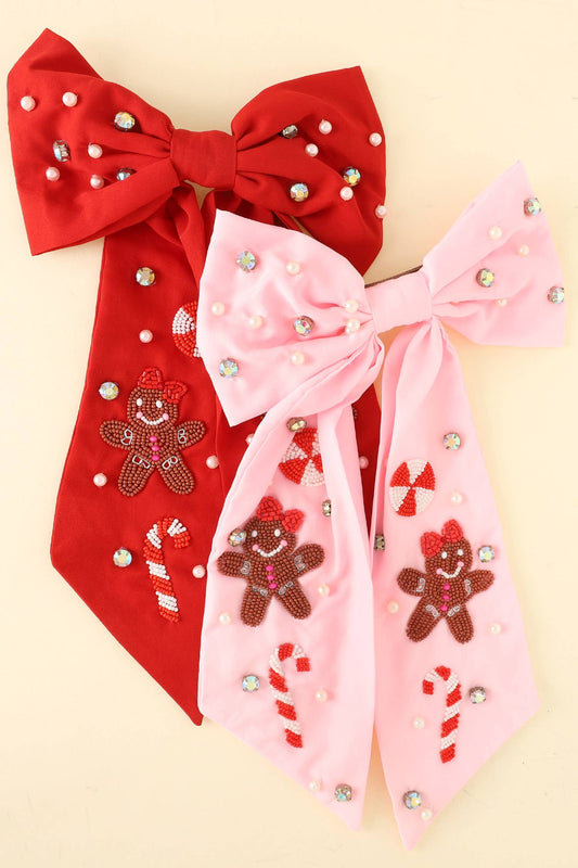 Christmas Gingerbread Man Bow Barrette Hair Clip