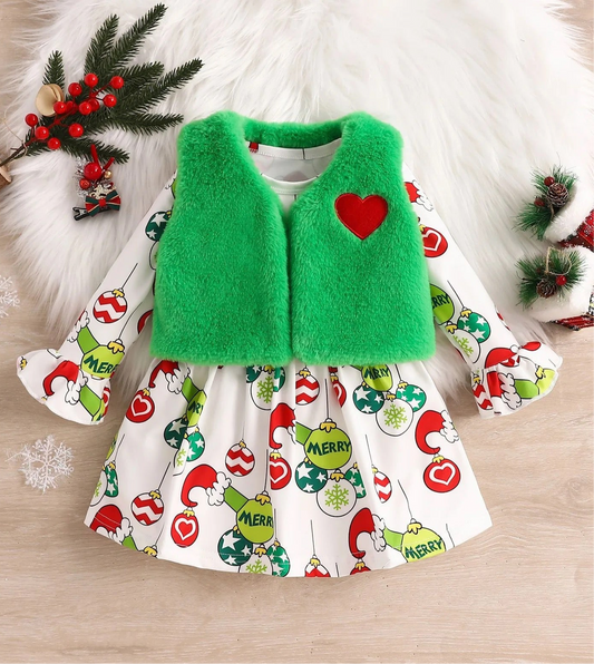 Grinch Dress with Heart Vest