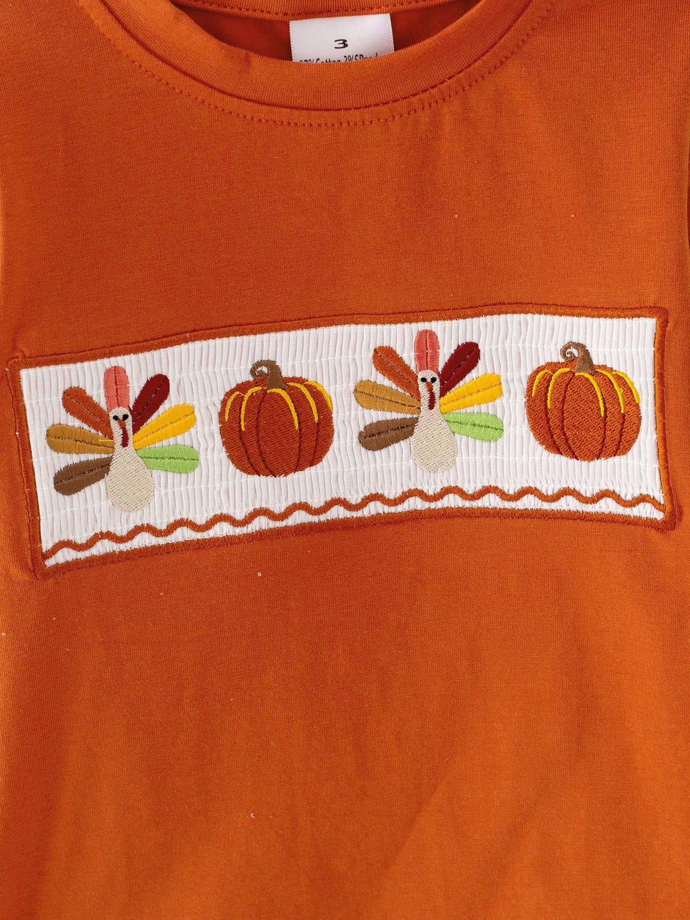 Thanksgiving Smocked Embroidery Plaid Outfit