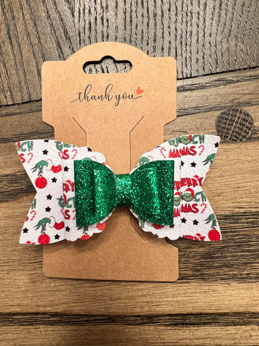 Grinch Glitter Bow