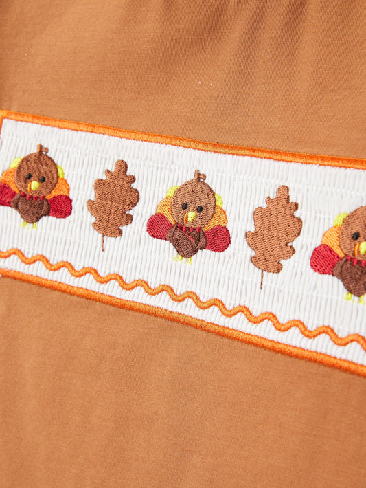 Thanksgiving Smocking Embroidered Outfit Set