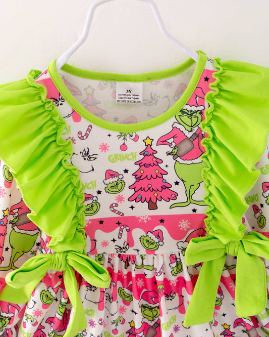 Christmas Grinch Ruffle Dress