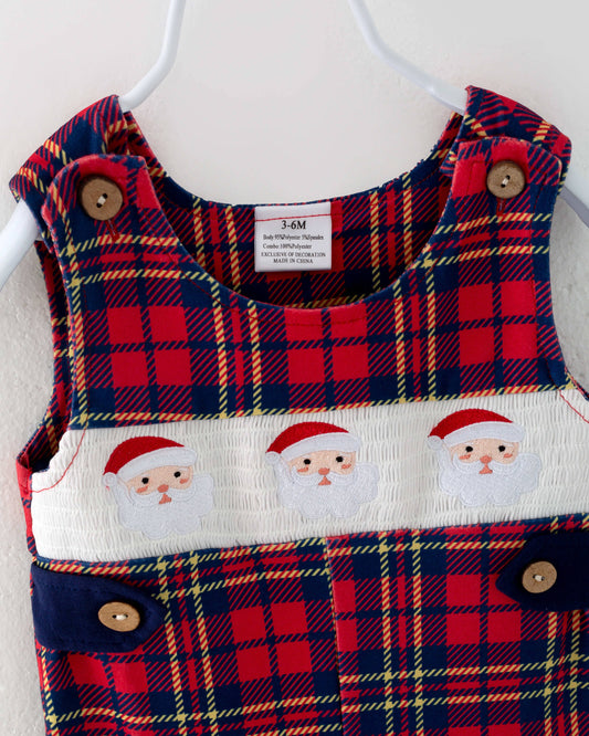 Plaid Santa Smocked Romper