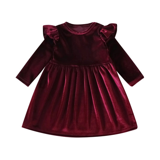 Velvet Holiday Dress - Wine