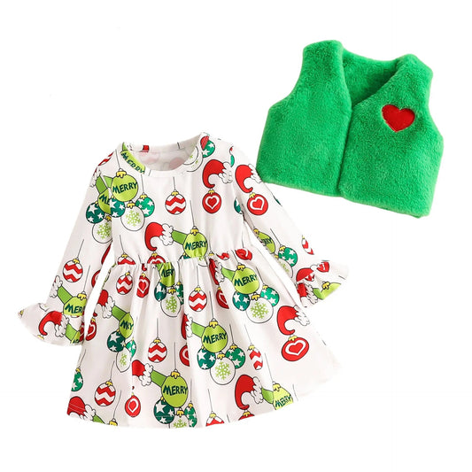 Grinch Dress with Heart Vest