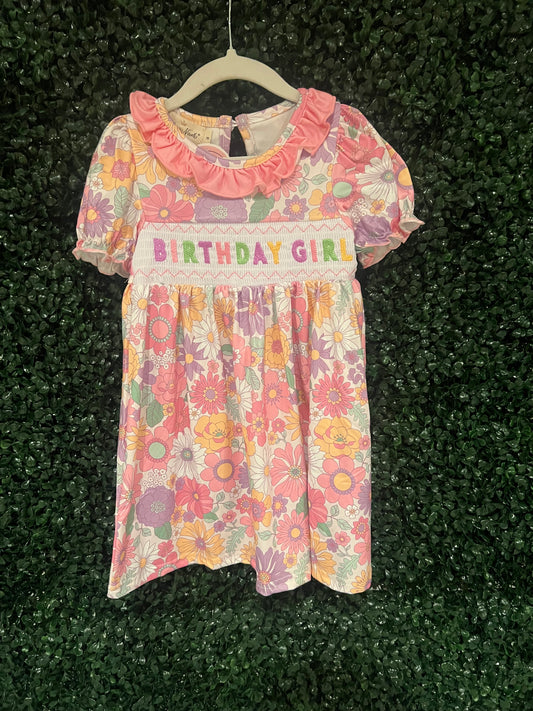 Birthday Girl Floral Print Dress