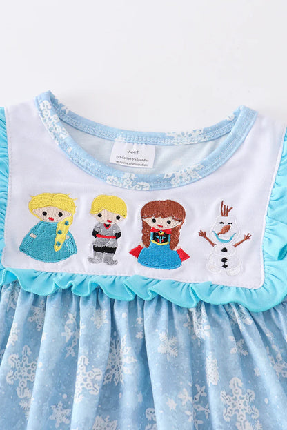 Frozen Embroidered Pocket Dress