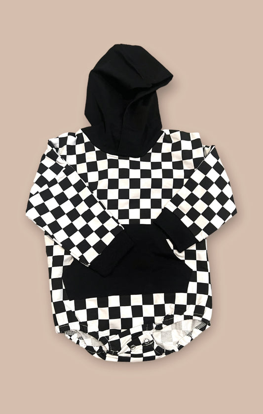 Black White Checked Hooded Bubble