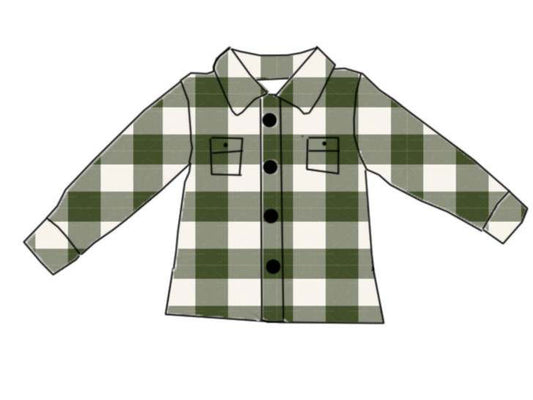 Christmas Tree Green Plaid Button Down