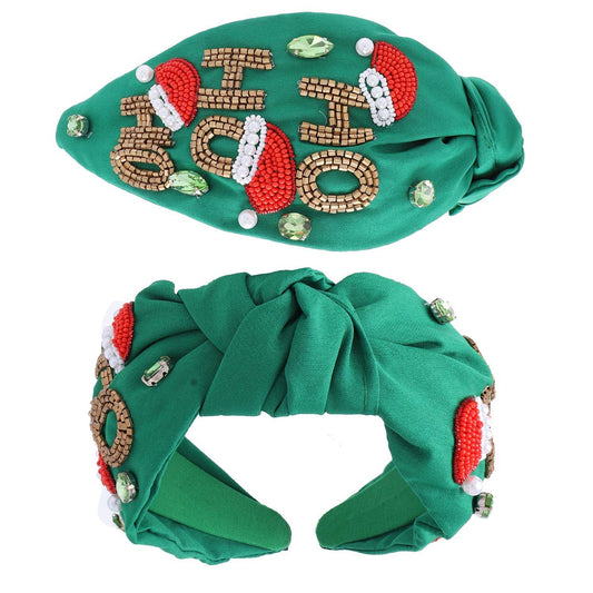 Jeweled HO HO HO Knotted Headband