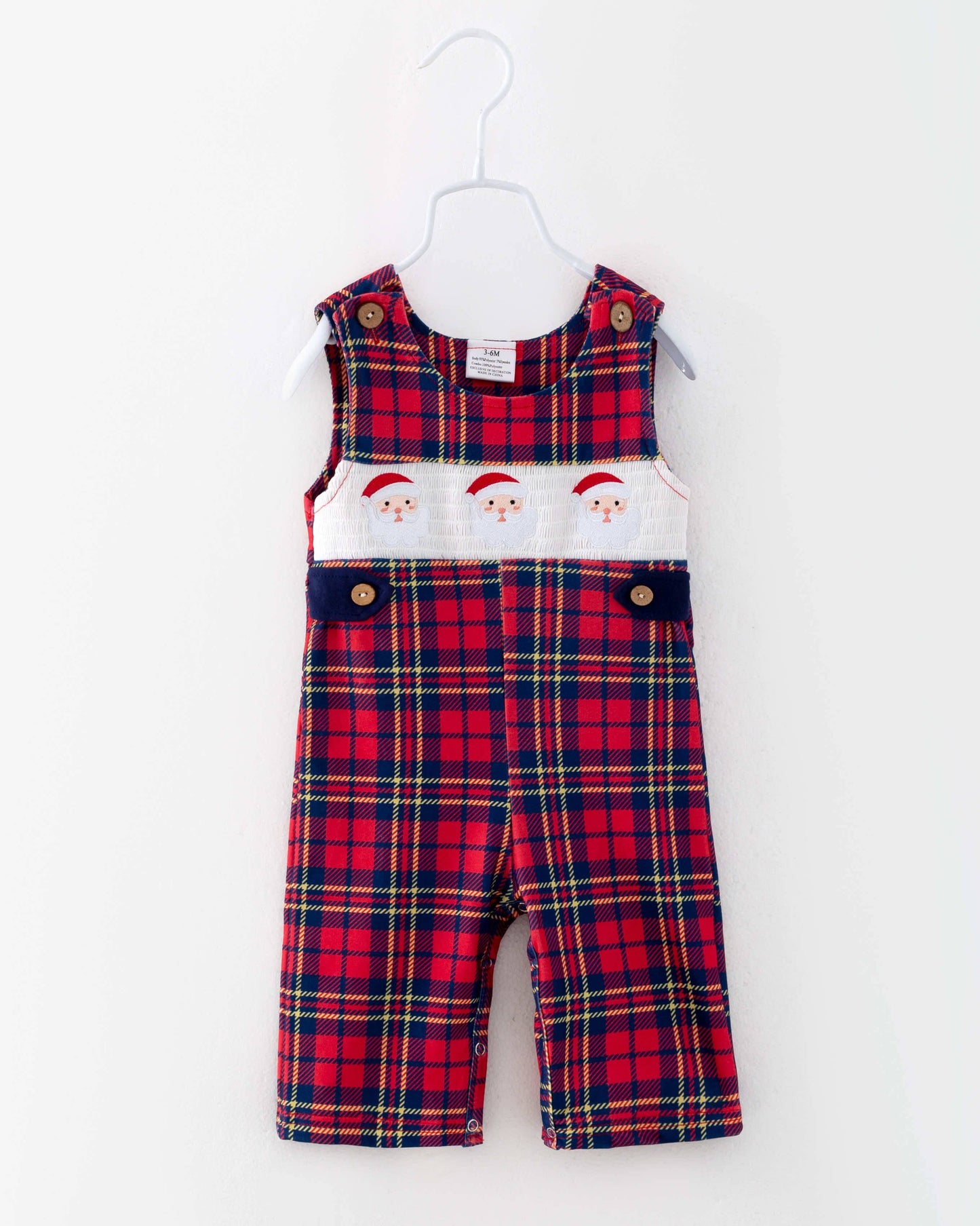 Plaid Santa Smocked Romper