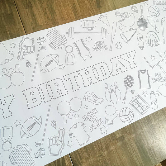 Sports Coloring Table Runner| Happy Birthday