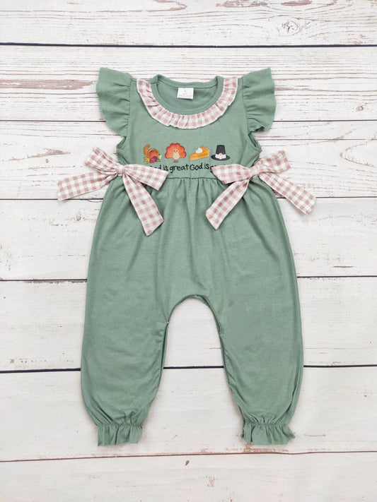 Turkey Printed Thanksgiving Romper