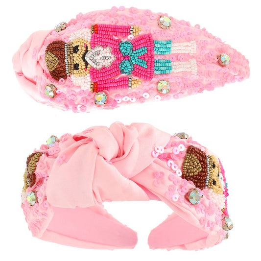 Christmas Nutcracker Jeweled Top Knotted Headband
