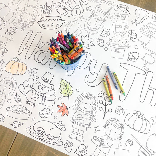 Thanksgiving Coloring Table Runner|  Happy Thanksgiving