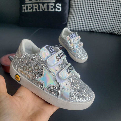 Toddler Shoes - Silver Glitter Velcro (PREORDER- stock eta 2/28)