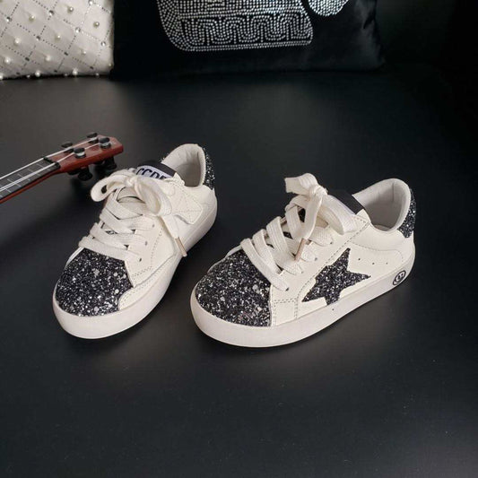 Toddler Shoes - White/Black Glitter