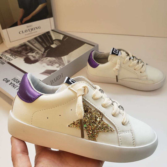 Toddler Shoes - White/Gold Glitter/Purple