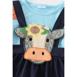 Cow Applique Suspender Dress