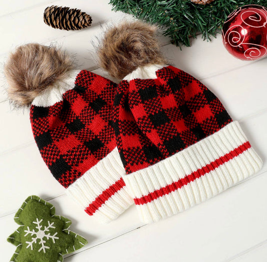 Buffalo Plaid Pom Pom Beanie